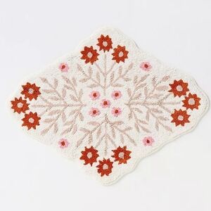 Anthropologie Ellen Merchant Tufted Floral Cotton Bath Mat NEW